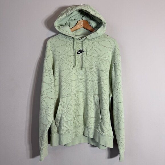 Nike Swoosh Print Embroidered Logo Hoodie Sweatshirt Pullover Men's Large Green - Picture 4 of 16